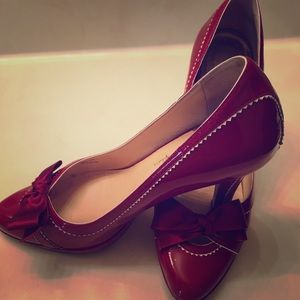Cole Haan Red Pumps with Bow Detail